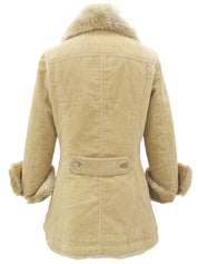 Corduroy Faux Fur Jacket #38 Beige