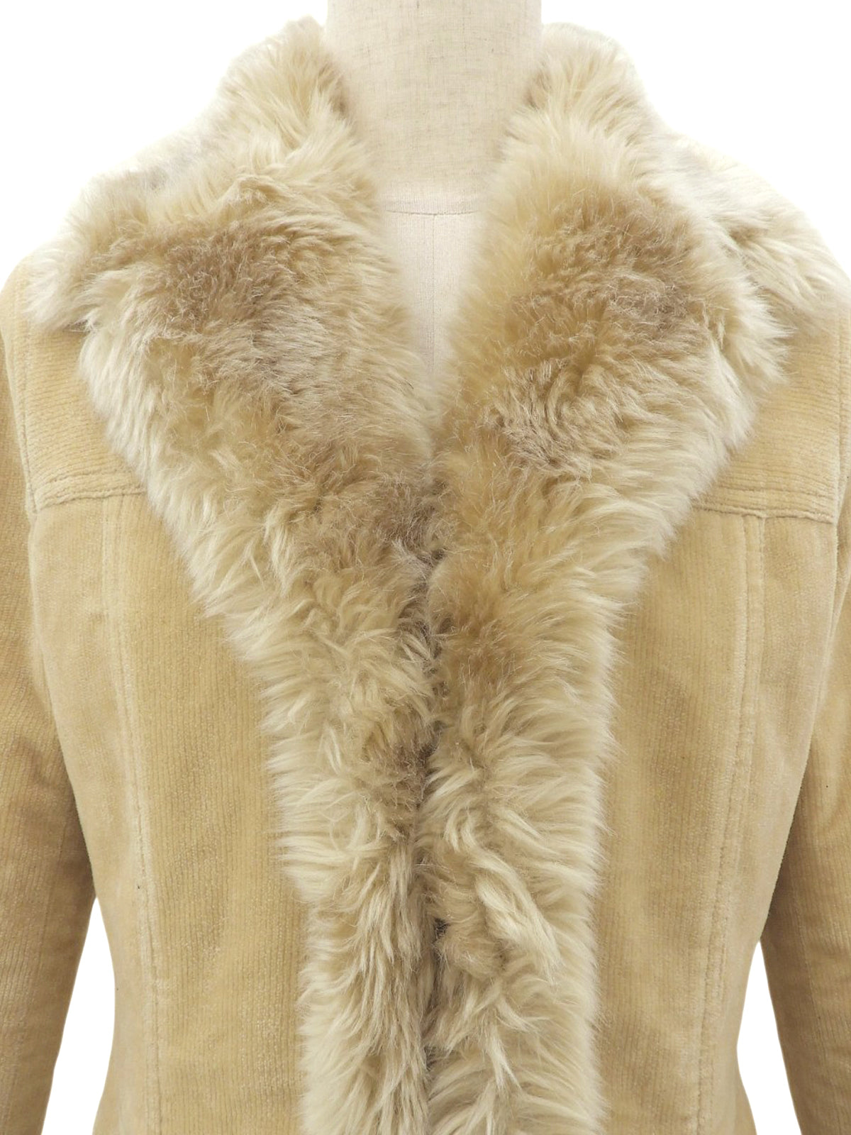 Corduroy Faux Fur Jacket #38 Beige