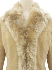 Corduroy Faux Fur Jacket #38 Beige