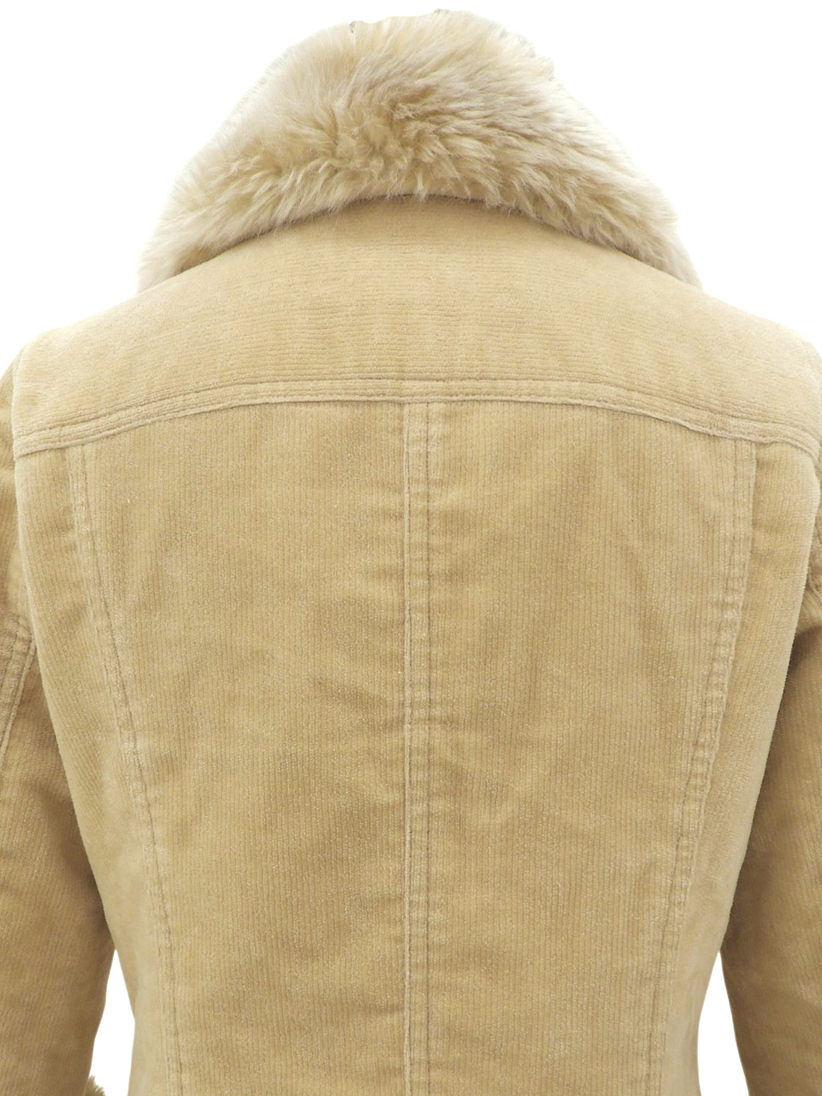 Corduroy Faux Fur Jacket #38 Beige