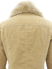 Corduroy Faux Fur Jacket #38 Beige