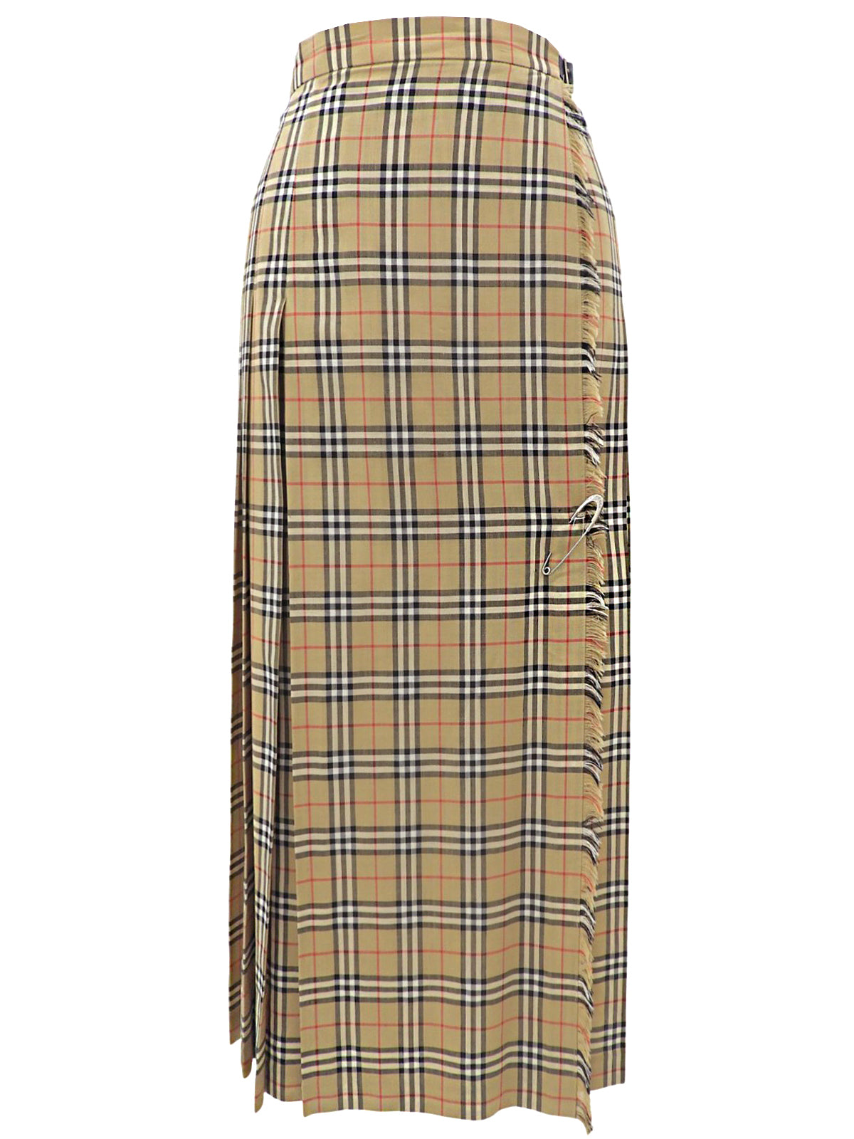 Checked Pleated Wrap Skirt #15 Beige