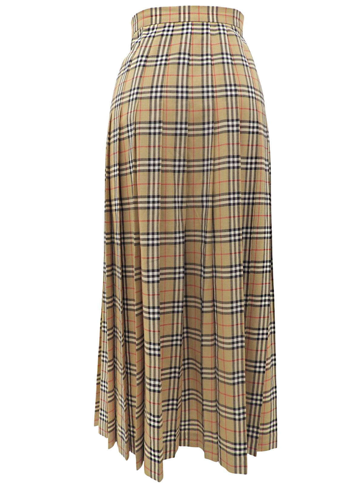 Checked Pleated Wrap Skirt #15 Beige