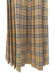 Checked Pleated Wrap Skirt #15 Beige