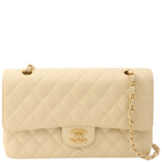 Around 2000 Made Caviar Skin Classic Flap Chain Bag 25cm Ivory