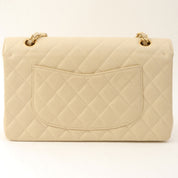 Around 2000 Made Caviar Skin Classic Flap Chain Bag 25cm Ivory
