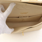 Around 2000 Made Caviar Skin Classic Flap Chain Bag 25cm Ivory
