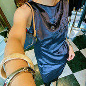 Velour Floral Design Sleeveless Dress #42 Purple