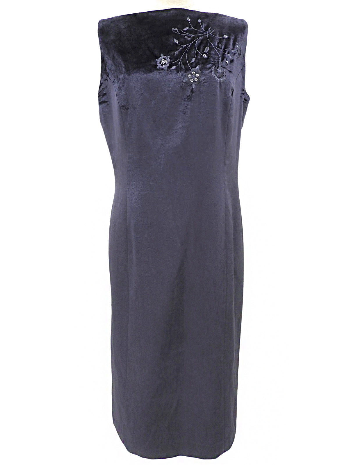 ベロアフラワーデザインノースリーブワンピース #42 パープル