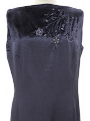 Velour Floral Design Sleeveless Dress #42 Purple