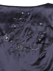 ベロアフラワーデザインノースリーブワンピース #42 パープル