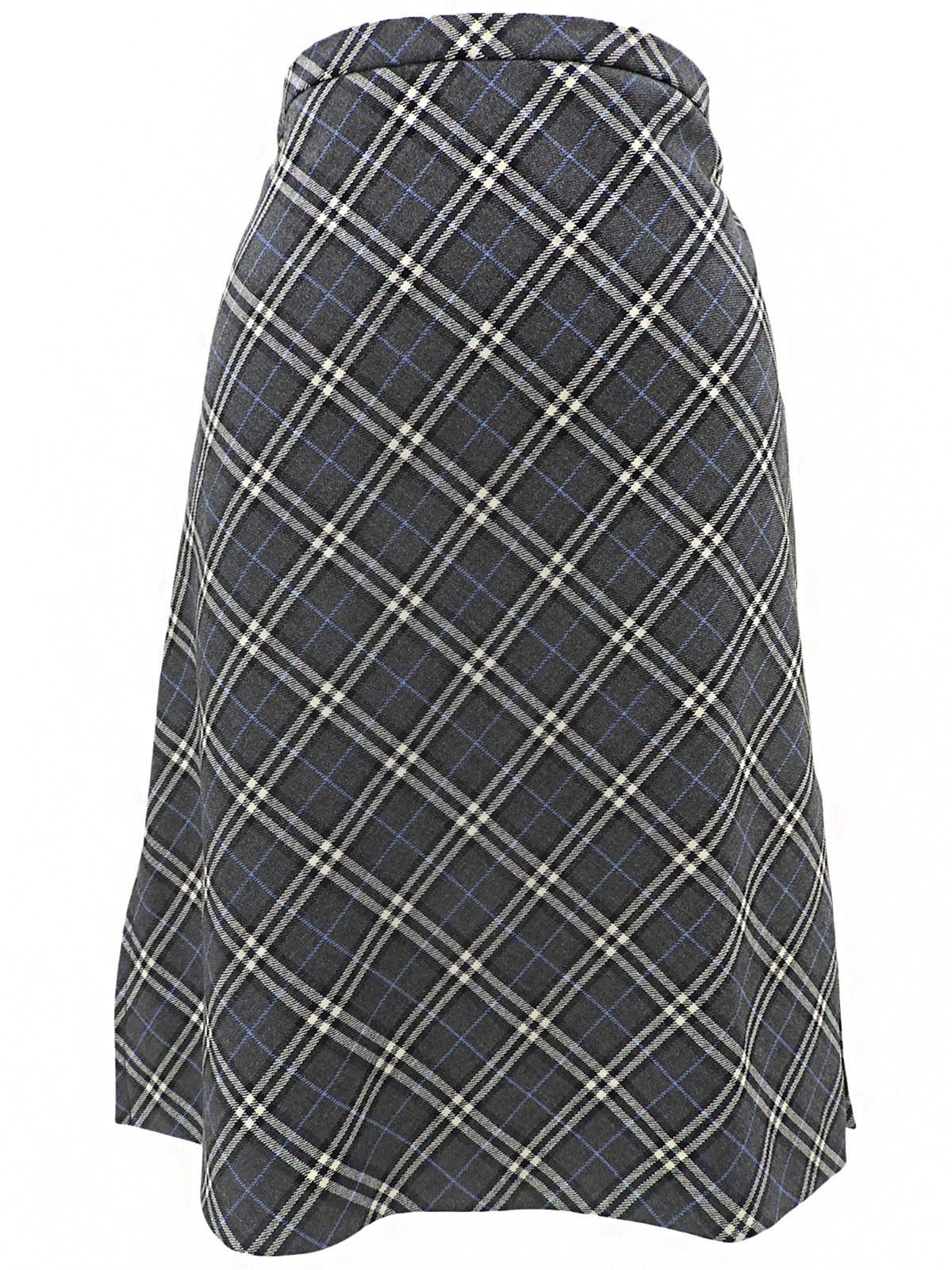 Wool Nova Check Pattern Skirt #38 Gray/Blue