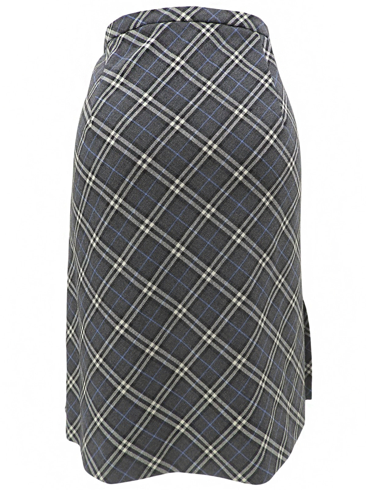Wool Nova Check Pattern Skirt #38 Gray/Blue