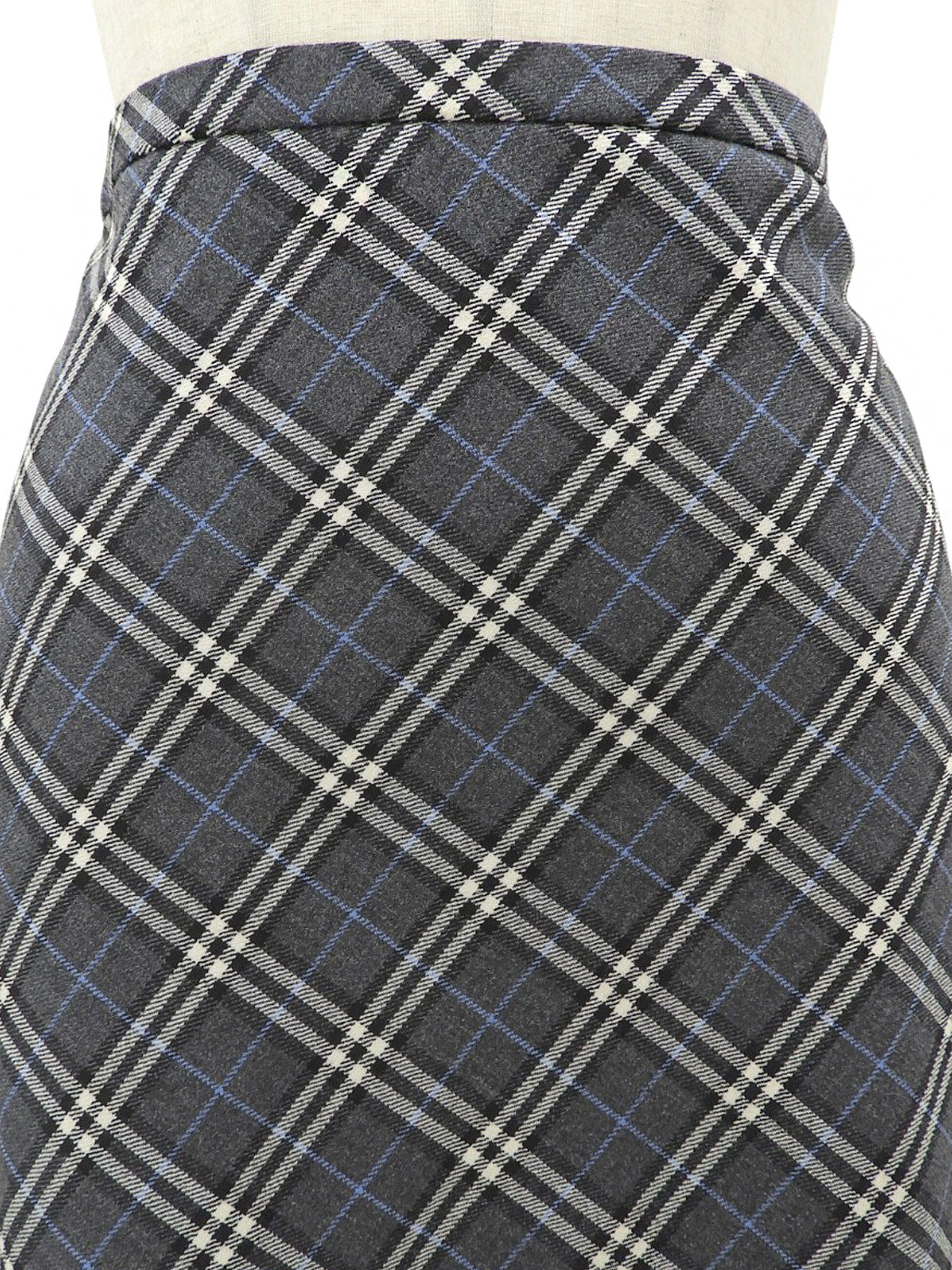 Wool Nova Check Pattern Skirt #38 Gray/Blue