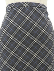Wool Nova Check Pattern Skirt #38 Gray/Blue