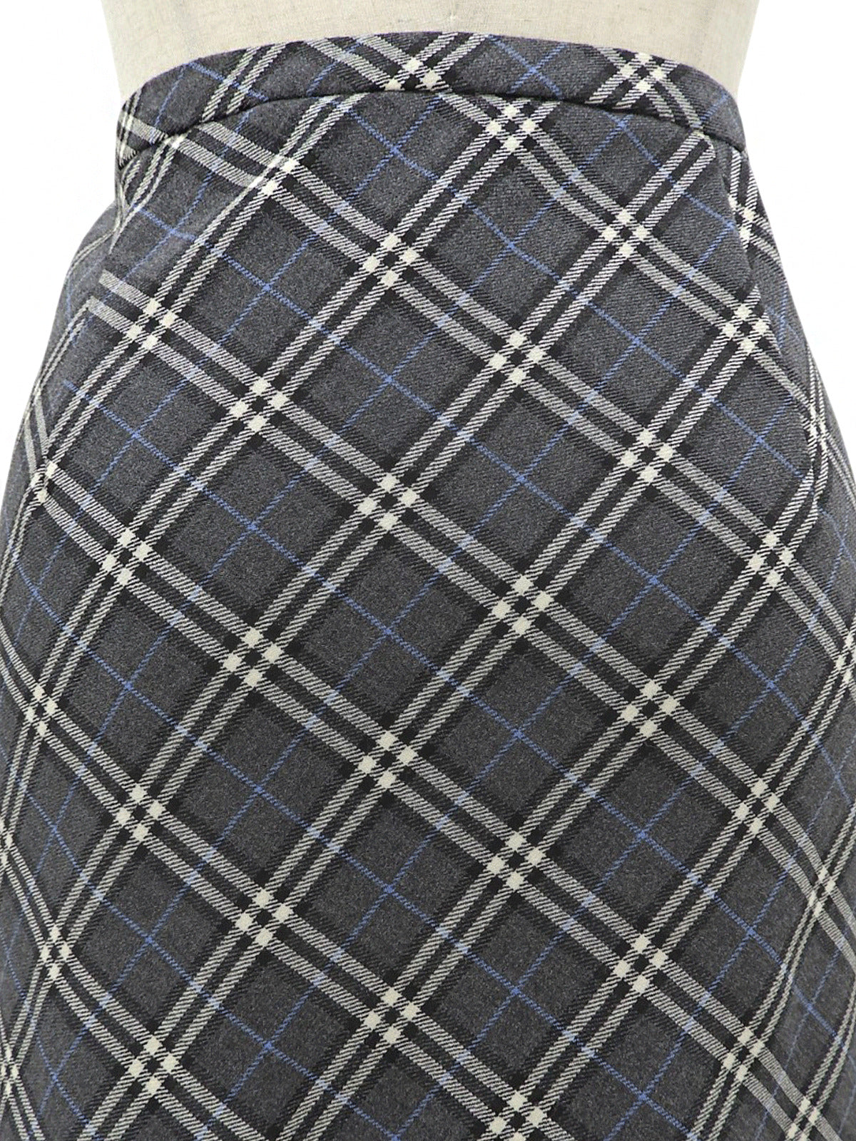 Wool Nova Check Pattern Skirt #38 Gray/Blue