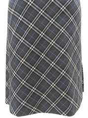 Wool Nova Check Pattern Skirt #38 Gray/Blue