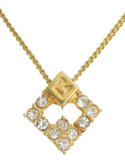 Rhinestone Logo Plate Necklace