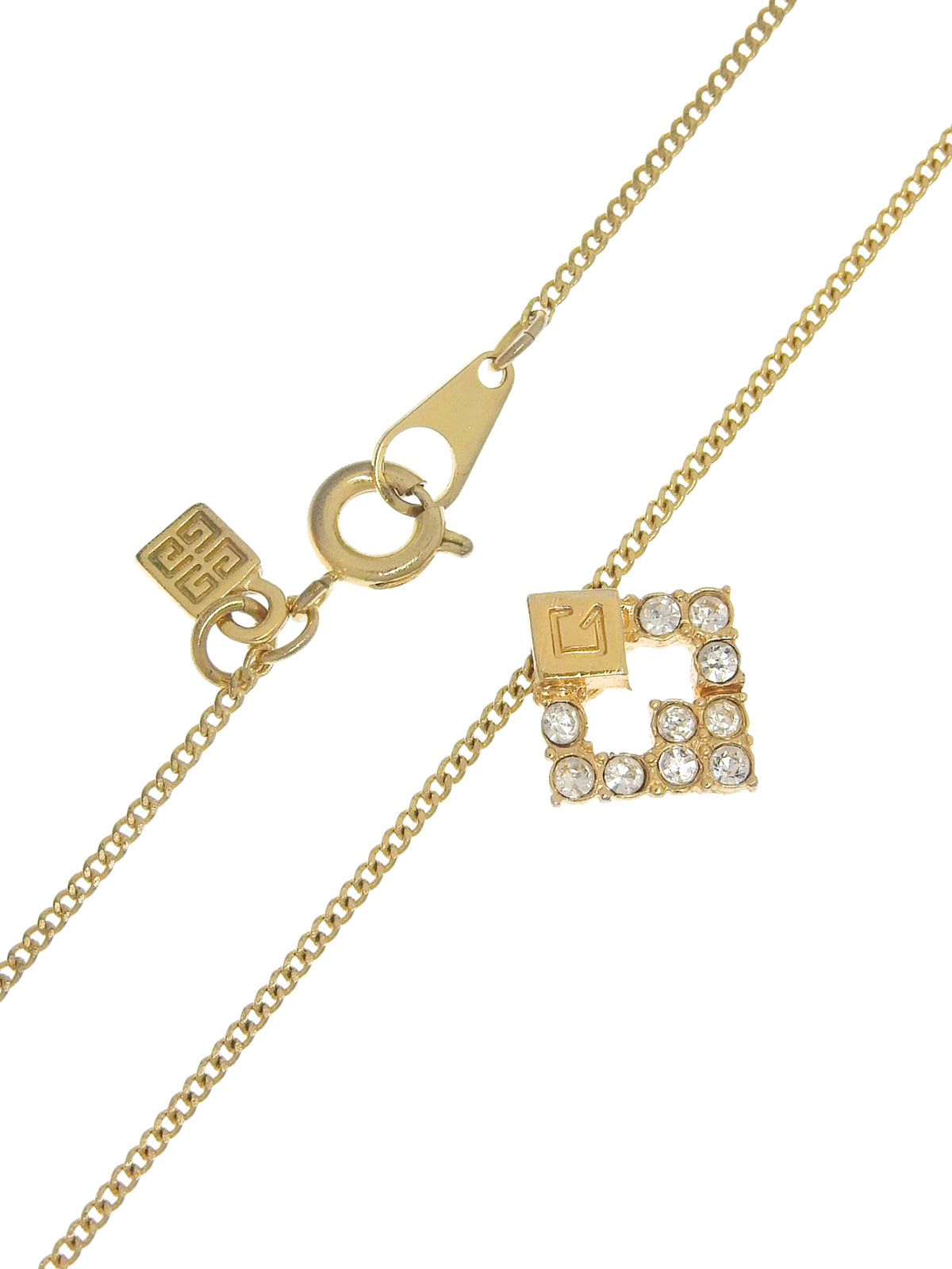 Rhinestone Logo Plate Necklace