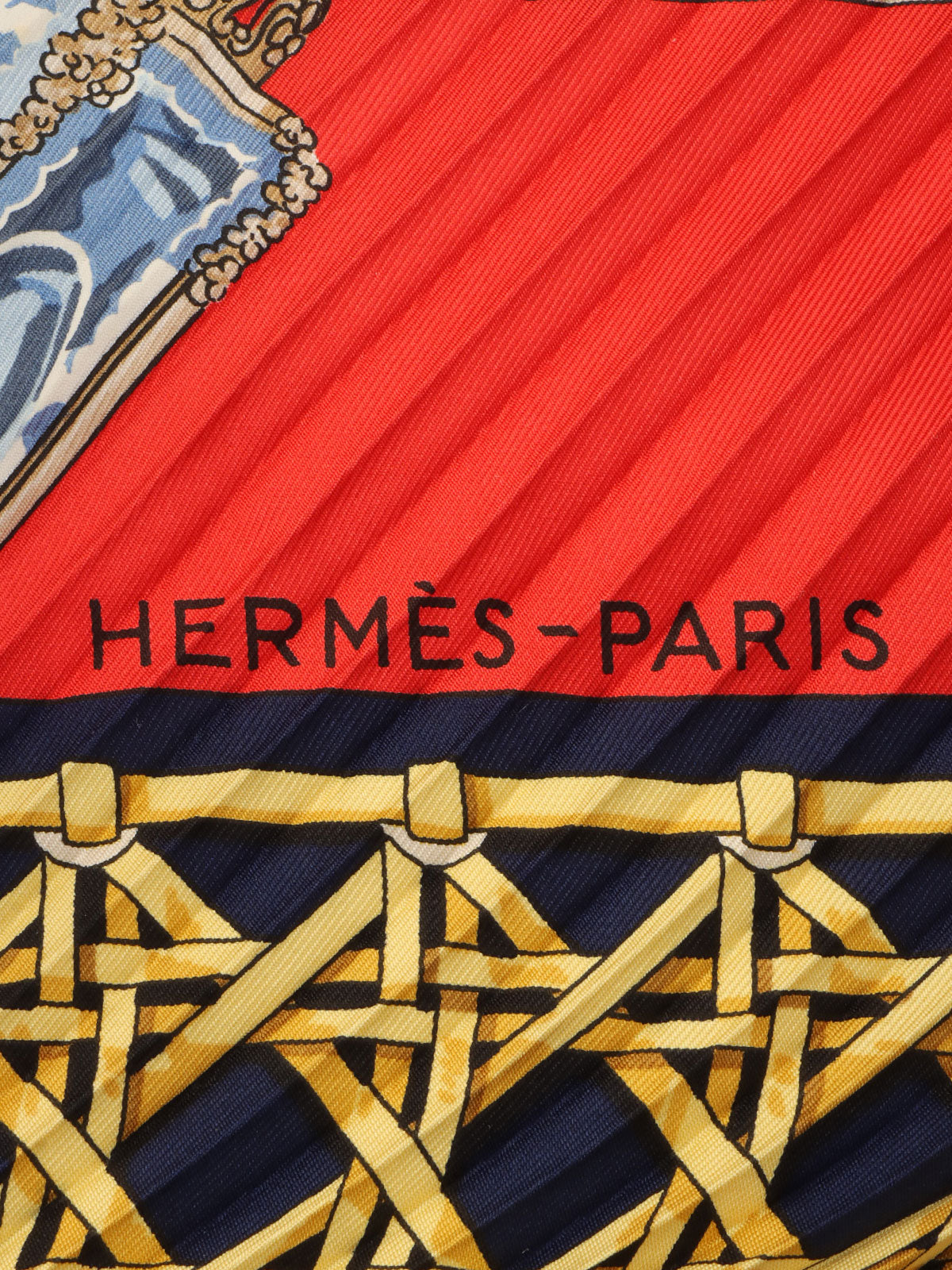Feux de Route Carriage Lantern Pattern Pleated Scarf Red/Multi