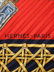Feux de Route Carriage Lantern Pattern Pleated Scarf Red/Multi