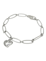 925 Curved Heart Bracelet Silver