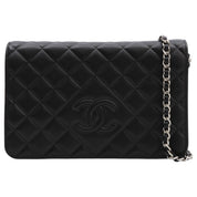 Circa 2015 Matelassé Stitch CC Mark Embossed Chain Wallet Black