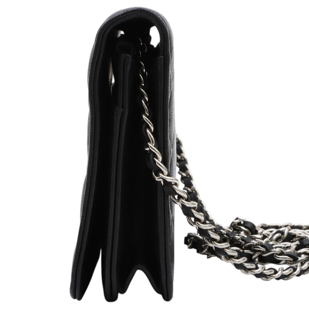 Circa 2015 Matelassé Stitch CC Mark Embossed Chain Wallet Black