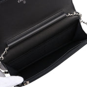 Circa 2015 Matelassé Stitch CC Mark Embossed Chain Wallet Black