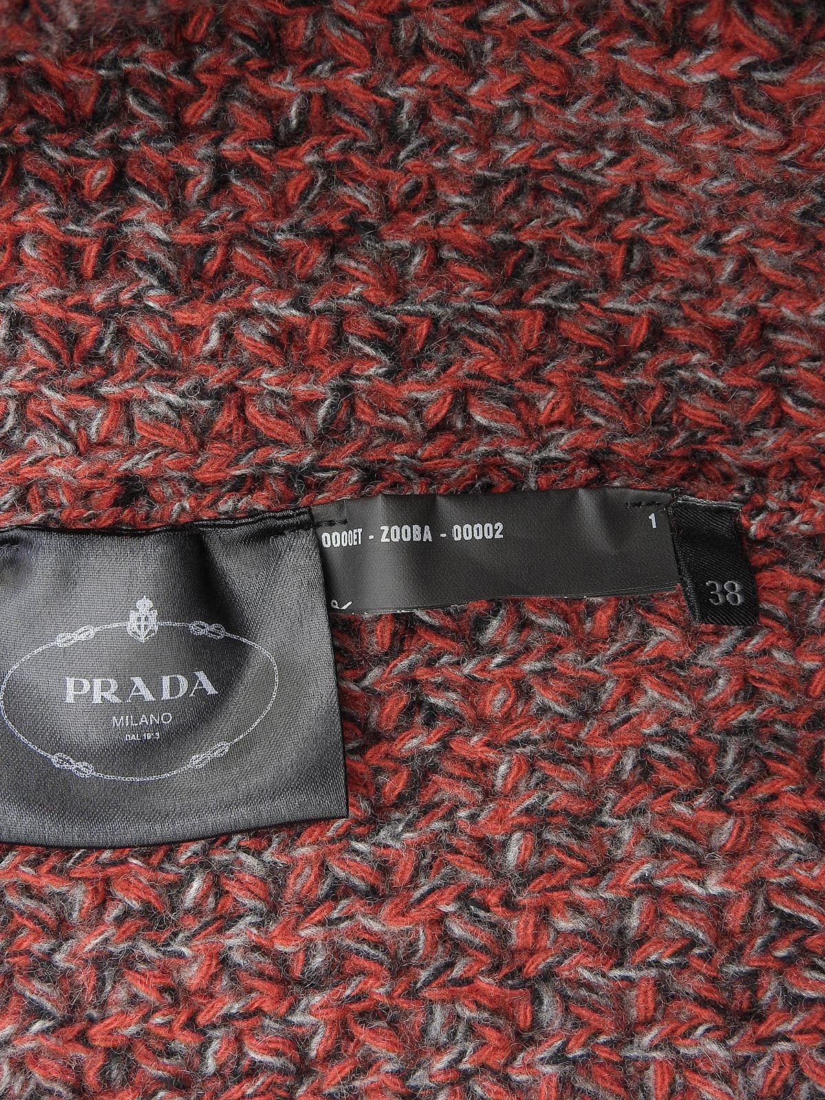 Wool Blend Color Knit Cardigan #38 Red/Grey