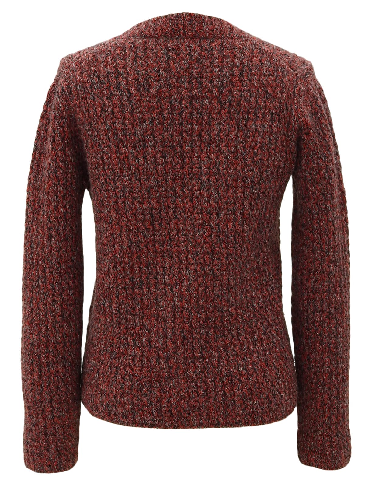 Wool Blend Color Knit Cardigan #38 Red/Grey