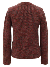 Wool Blend Color Knit Cardigan #38 Red/Grey