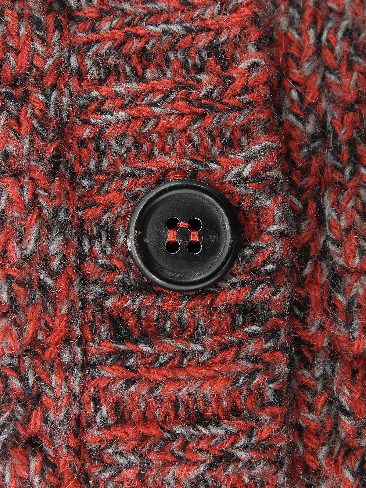 Wool Blend Color Knit Cardigan #38 Red/Grey