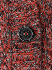 Wool Blend Color Knit Cardigan #38 Red/Grey
