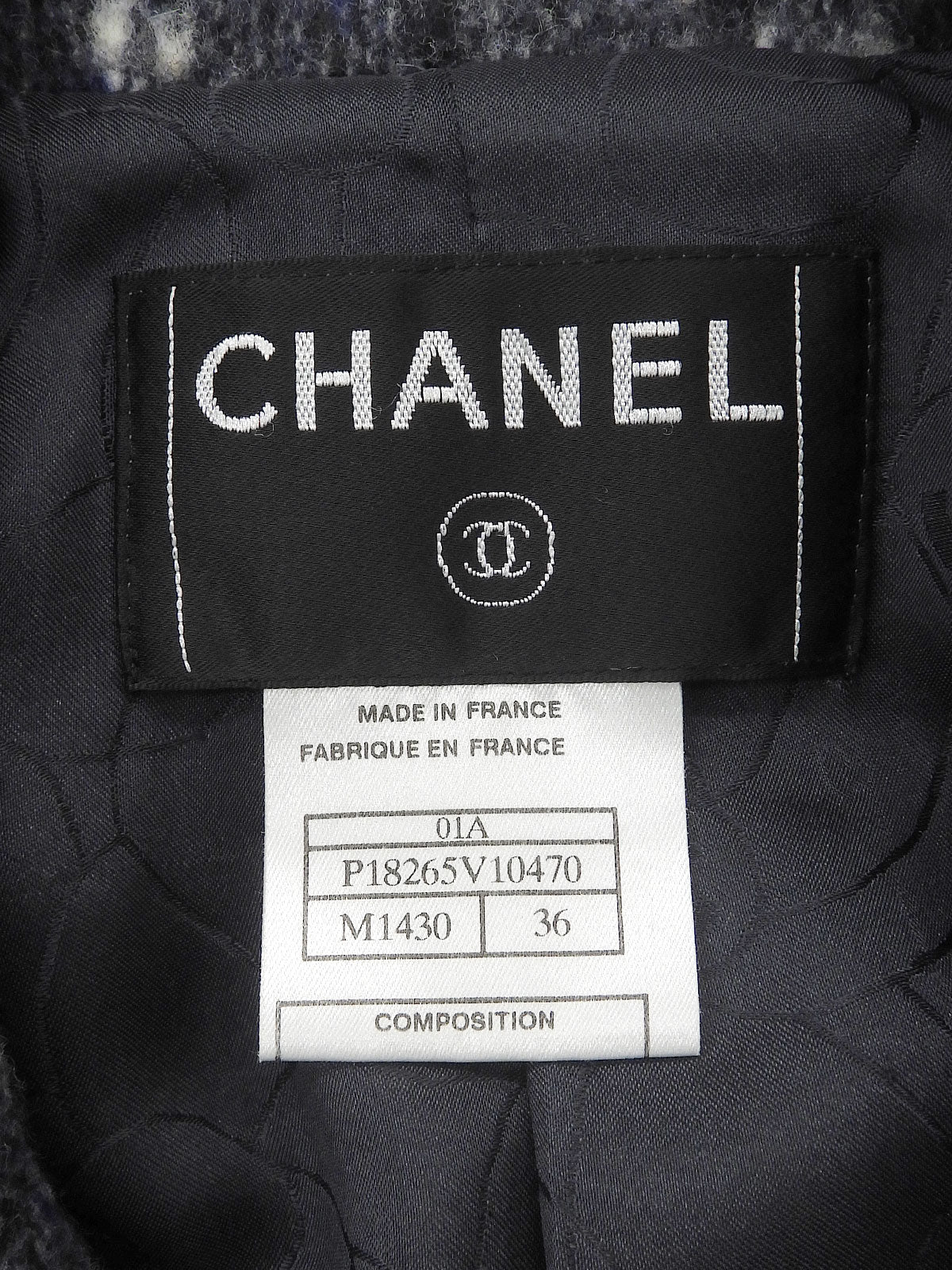 Tweed CC Mark Button Jacket #36 Navy/White