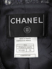 Tweed CC Mark Button Jacket #36 Navy/White