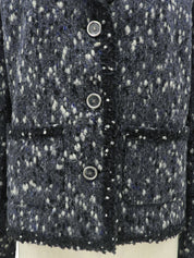 Tweed CC Mark Button Jacket #36 Navy/White