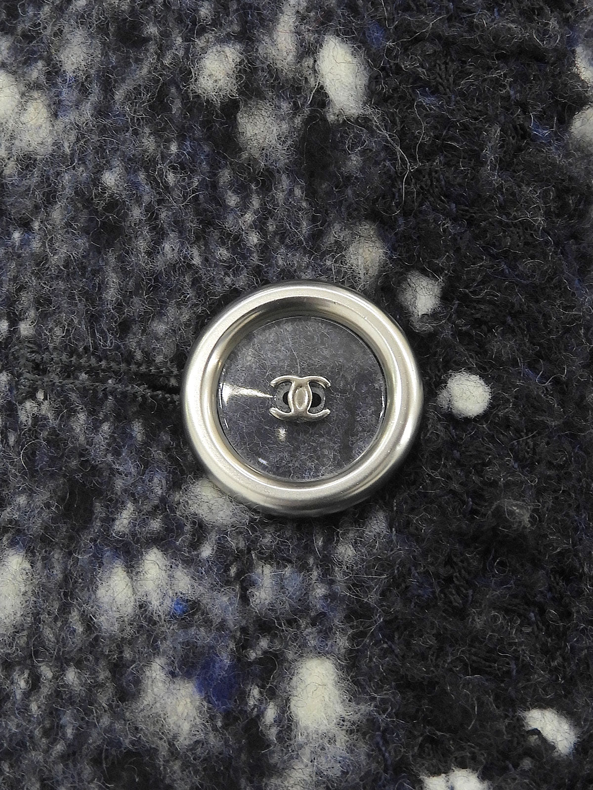 Tweed CC Mark Button Jacket #36 Navy/White