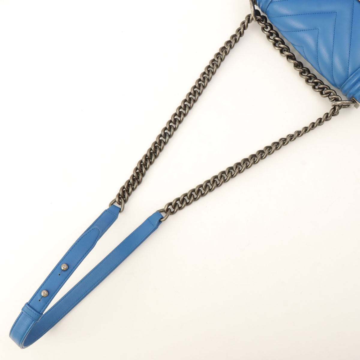 Boy Chanel Chevron Stitch Chain Shoulder Bag, Blue, manufactured around 2016