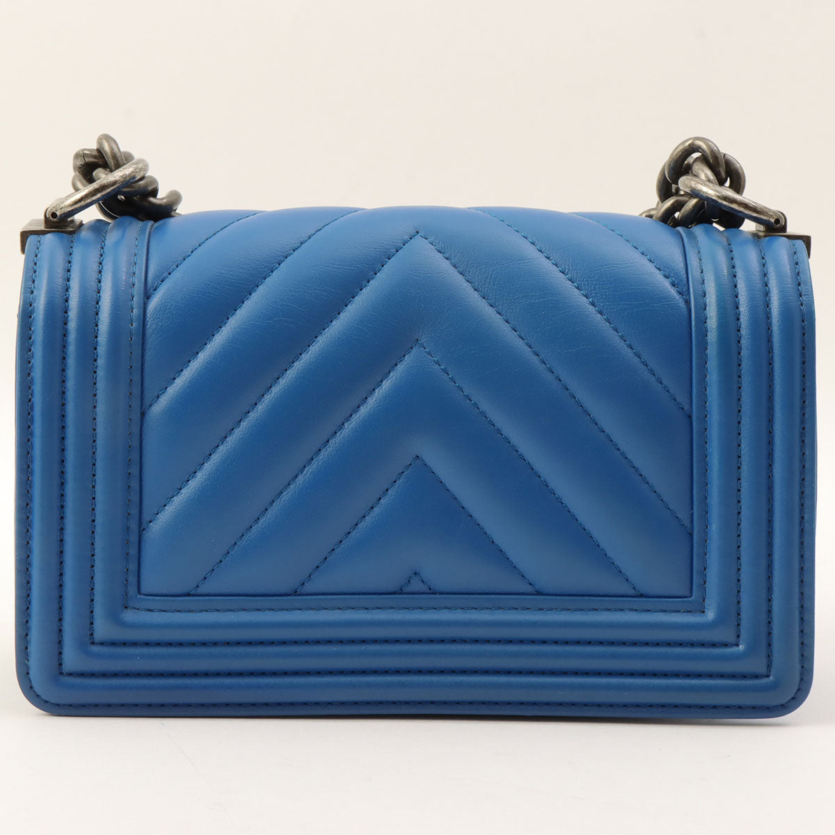 Boy Chanel Chevron Stitch Chain Shoulder Bag, Blue, manufactured around 2016
