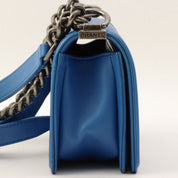 Boy Chanel Chevron Stitch Chain Shoulder Bag, Blue, manufactured around 2016