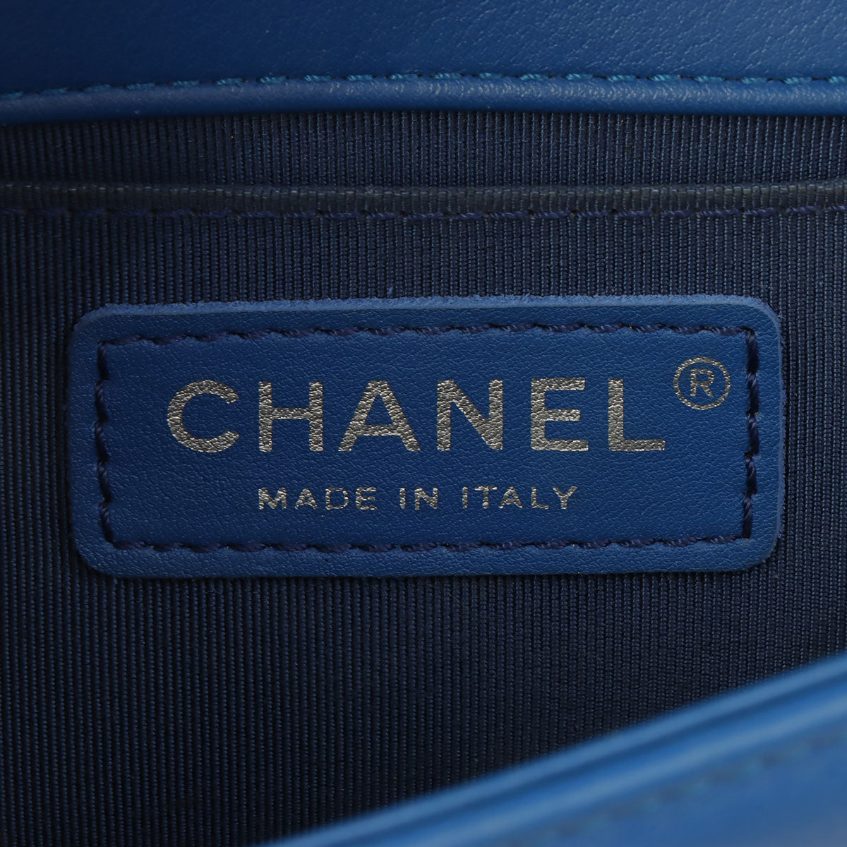 Boy Chanel Chevron Stitch Chain Shoulder Bag, Blue, manufactured around 2016