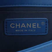 Boy Chanel Chevron Stitch Chain Shoulder Bag, Blue, manufactured around 2016