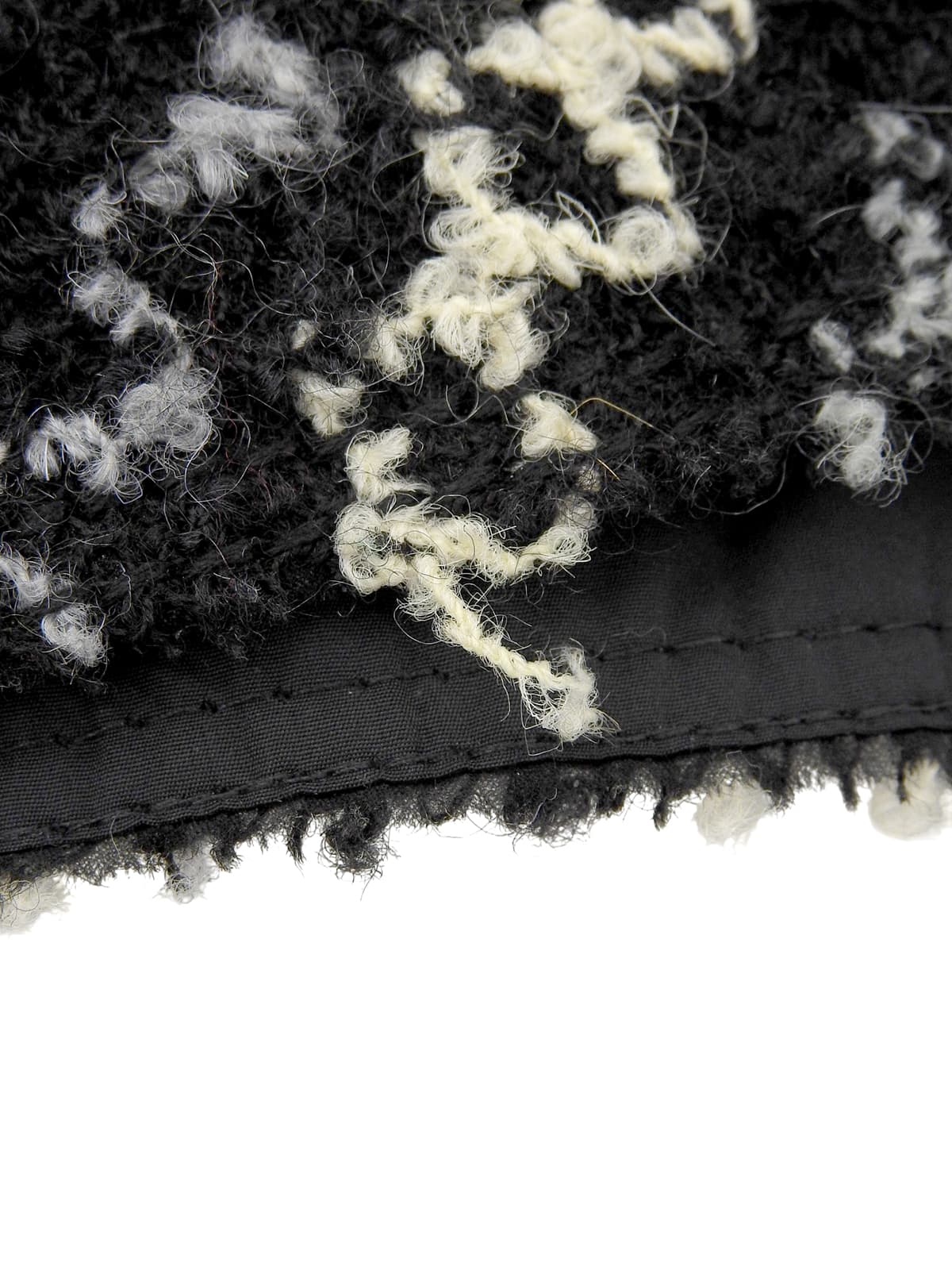 シルクウールコンビフリンジカラーカーディガン #34 ブラック/グレー