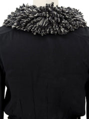 シルクウールコンビフリンジカラーカーディガン #34 ブラック/グレー