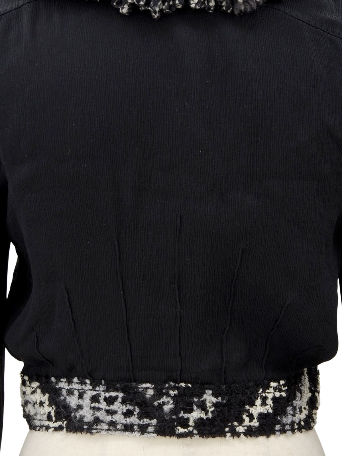 シルクウールコンビフリンジカラーカーディガン #34 ブラック/グレー