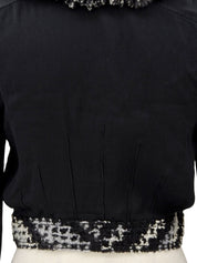 シルクウールコンビフリンジカラーカーディガン #34 ブラック/グレー