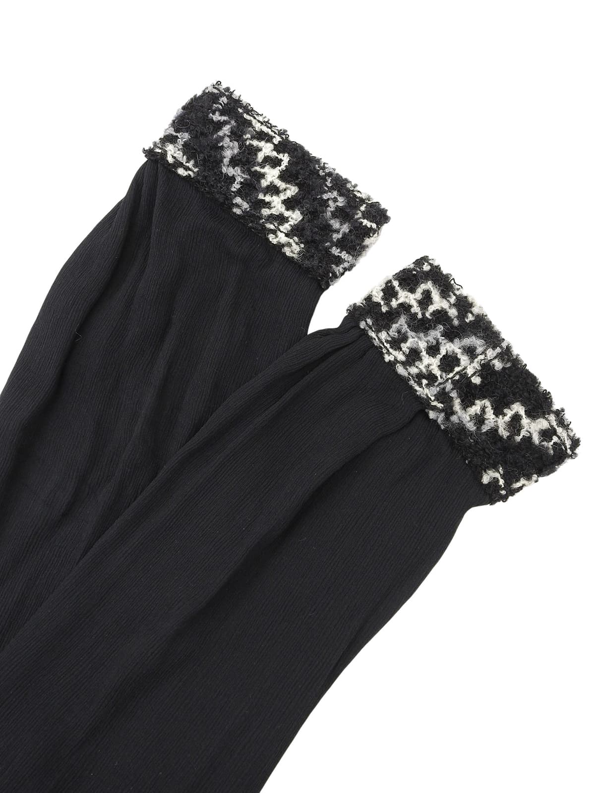 シルクウールコンビフリンジカラーカーディガン #34 ブラック/グレー