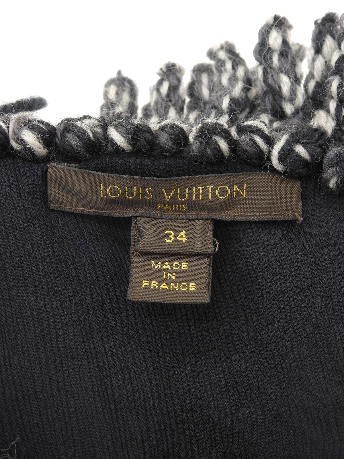 シルクウールコンビフリンジカラーカーディガン #34 ブラック/グレー