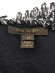 シルクウールコンビフリンジカラーカーディガン #34 ブラック/グレー